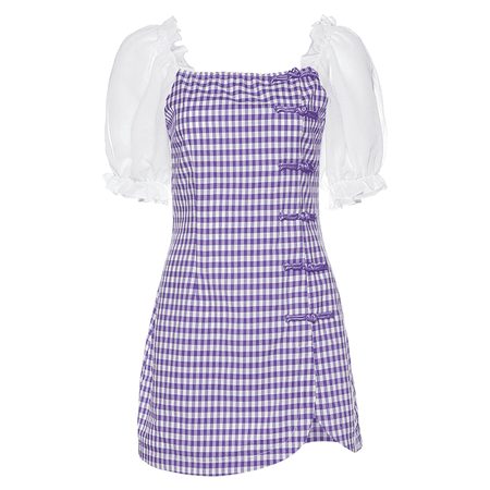 JESSICABUURMAN – MEAKO Off-Shoulder Checkered Plaid Mini Dress