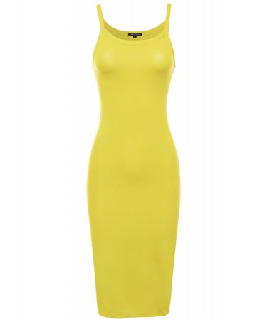 Women's Solid Basic Soft Stretch Jersey Strap Bodycon Midi Dress - FashionOutfit.com