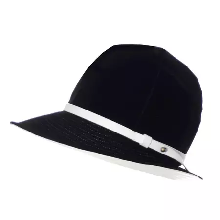 Mr. John 1960s Black Velvet Vintage Hat White Leather Trim Hat Pin I Magnin For Sale at 1stDibs | black vintage hat