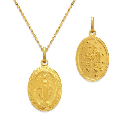14K Solid Yellow Gold Italy La Milagrosa MedalMiraculous Mary | Etsy