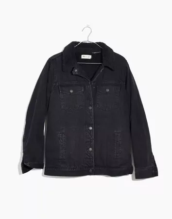 The Oversized Jean Jacket in Gallagher Black: Sherpa Edition