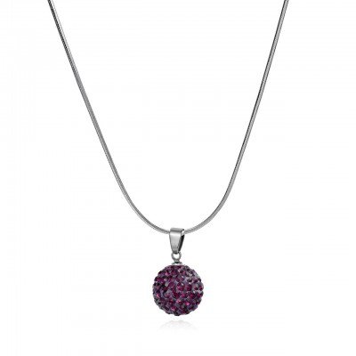Ball Pendant Necklace Pave Plum Crystal