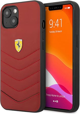 Amazon.com: CG MOBILE Ferrari Phone Case for iPhone 13 in Red with Quilt & Black Edge, Real Leather Protective & Durable Case with Easy Snap-on, Shock Absorption & Signature Logo : Cell Phones & Accessories