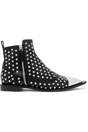 Alexander McQueen | Metal-trimmed studded leather ankle boots | NET-A-PORTER.COM