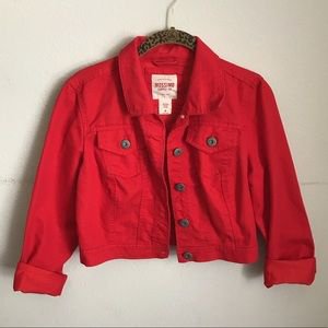Mossimo Supply Co. Jackets & Coats | Red Cropped Denim Jacket | Poshmark