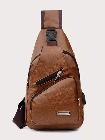 Men Pocket Front Sling Bag With USB Port | SHEIN USA
