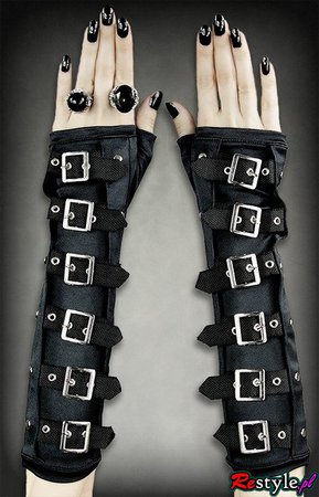 Gothic arm warmers gloves with buckles - Restyle