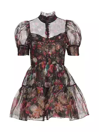 Shop Alice + Olivia Vernita Floral Silk Tulle Minidress | Saks Fifth Avenue