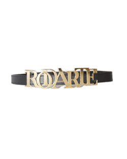 Leather Belt with Rodarte Logo Buckle