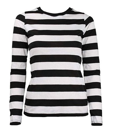 Largemouth Women's Long Sleeve Striped Shirt Black/White at Amazon Women’s Clothing store