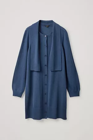 CARDIGAN DRESS WITH TIE - Royal blue - Dresses - COS