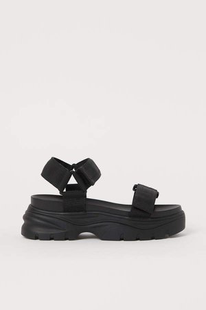 Chunky-soled Sandals - Black