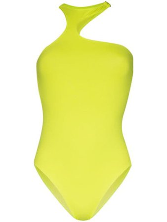 Fantabody MICHELA Asymmetric Halterneck Bodysuit MICHELA Yellow | Farfetch