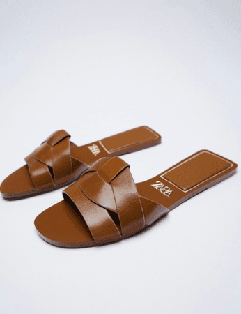leather flat sandals