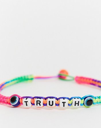 ASOS DESIGN fabric anklet with truth design in MULTICOLOR | ASOS