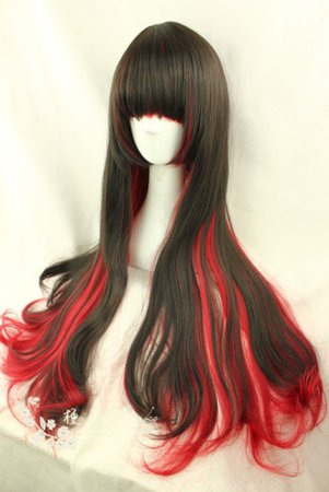 80cm Gothic Red X Black Blend Lolita Wig