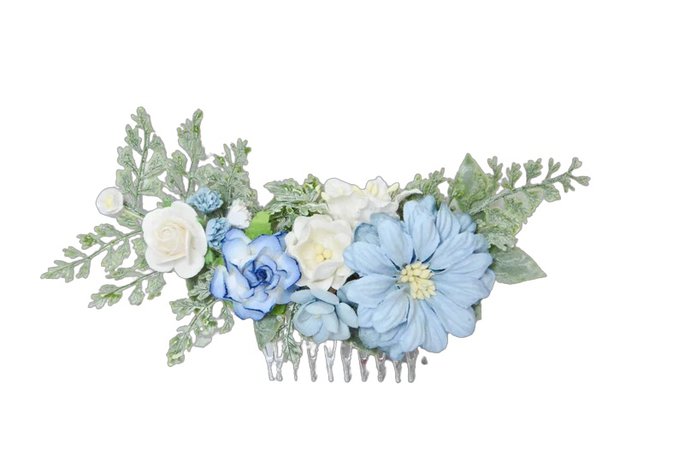 Blue hair comb, Floral headpiece, Blue flower comb, Wedding hair piece, Bridesmaid comb, Bridal hair comb, Wedding hair comb, Hair clip
