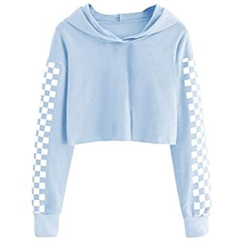 Amazon.com: Kids Crop Tops Girls Sweatshirts Long Sleeve Plaid Hoodies: Clothing, Shoes & Jewelry