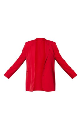Plus Red Woven Triple Shoulder Padded Blazer | PrettyLittleThing USA