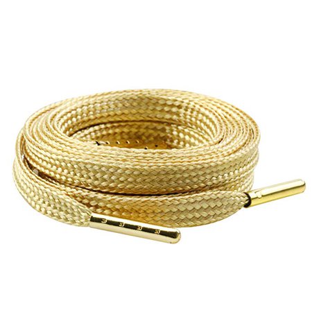 Flat Golden Color Metal Tips Silk Shoelaces