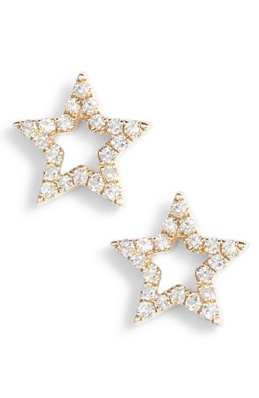 EF COLLECTION Open Star Diamond Stud Earrings | Nordstrom
