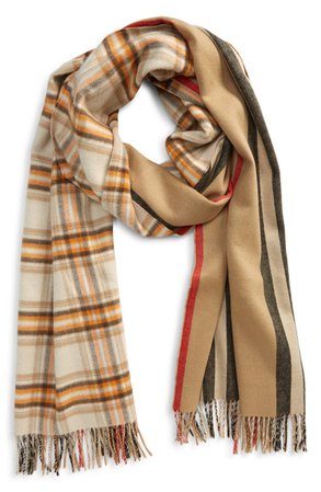 Burberry Check & Icon Stripe Reversible Cashmere Scarf | Nordstrom