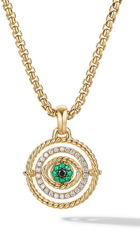 Evil Eye 18K Gold, Pave Emerald & Diamond Mobile Amulet