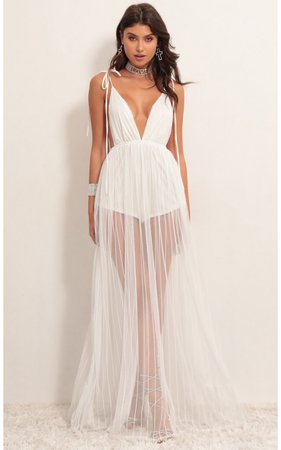 Party dresses > Skylar Love Ties Maxi Dress in White Stripes