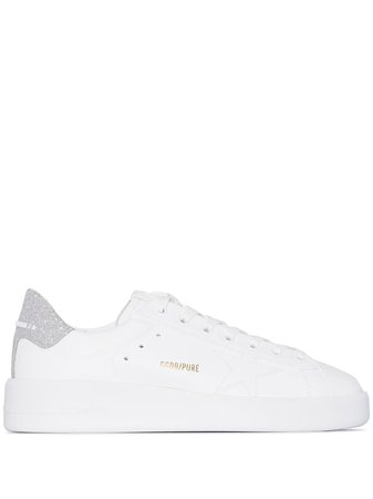 GOLDEN GOOSE Pure Star glittered leather sneakers