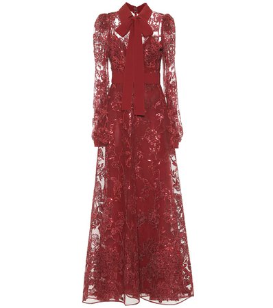 Elie Saab - Embroidered long-sleeved gown | Mytheresa