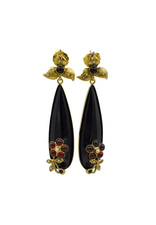 BLACK ONYX EARRINGS Vintage Jewelry Art Nouveau Gold | Etsy