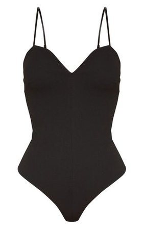 Black Sweetheart Neck Strappy Bodysuit | Tops | PrettyLittleThing
