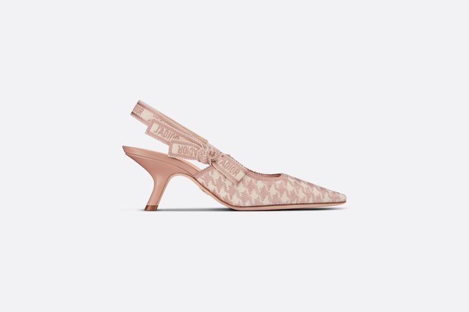 J'Adior Slingback Pump Rose Des Vents Cotton Embroidery with Micro Houndstooth Motif | DIOR