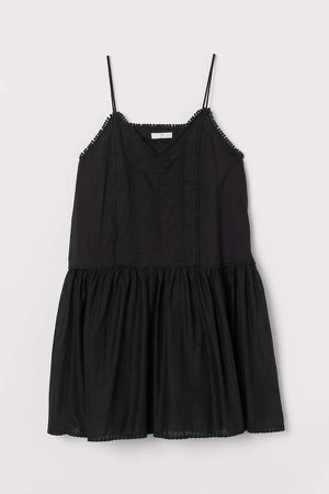 Embroidered Cotton Dress - Black