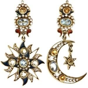 DIEGO PERCOSSI PAPI - NORTH STAR AND CRESCENT MOON EARRINGS