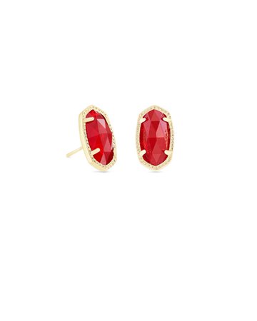 Ellie Gold Stud Earrings in Ruby Red Glass | Kendra Scott