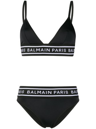 Balmain Logo Band Bikini Set BPB84020000136 Black | Farfetch