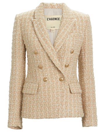 L'Agence Kenzie Double-Breasted Tweed Blazer | INTERMIX®