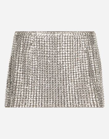 Miniskirt with fusible rhinestones in Multicolor for Women | Dolce&Gabbana®