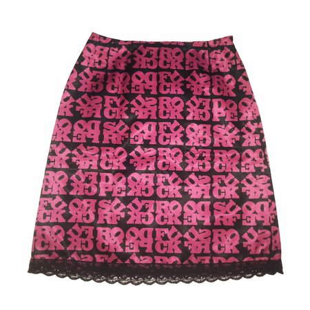 hysteric glamour “fuck surf dope rock” all over print skirt in hot pink