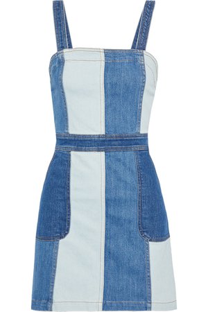 Blue Jamiee color-block denim mini dress | Sale up to 70% off | THE OUTNET | ALICE + OLIVIA | THE OUTNET