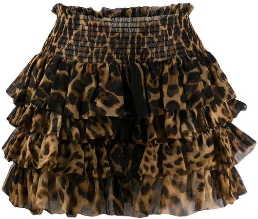 leopard-print ruffled skirt
