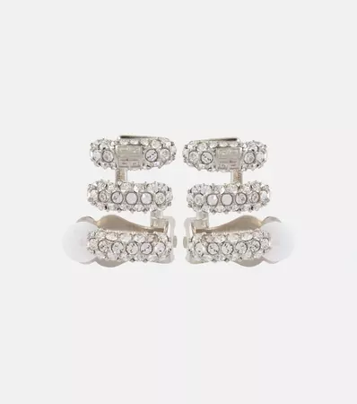 Stitch Crystal Embellished Earrings in Silver - Givenchy | Mytheresa