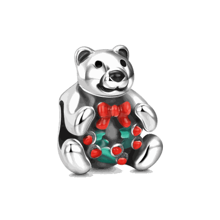 Christmas Bear Charm Silver - New