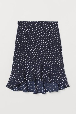 Knee-length Skirt - Black/white dotted - Ladies | H&M US