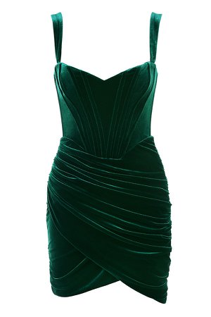*clipped by @luci-her* 'Yaz' Emerald Green Velvet Corset Dress