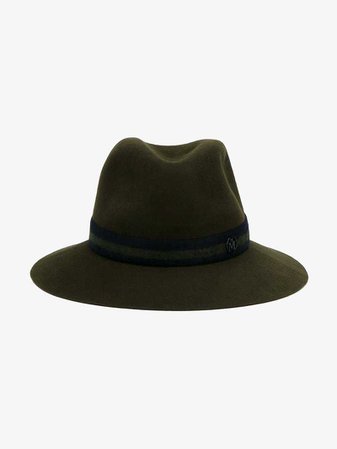 Maison Michel Green Felt Henrietta Fedora hat | Hats | Browns