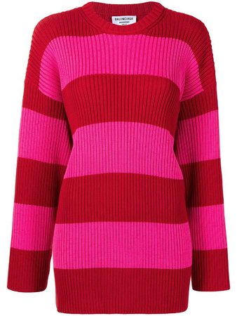 Balenciaga logo-print striped cotton jumper - FARFETCH