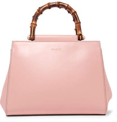 Nymphaea Bamboo Small Leather Tote - Pink