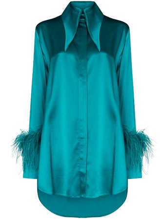 16Arlington Seymour collar feather trim shirtdress - FARFETCH
